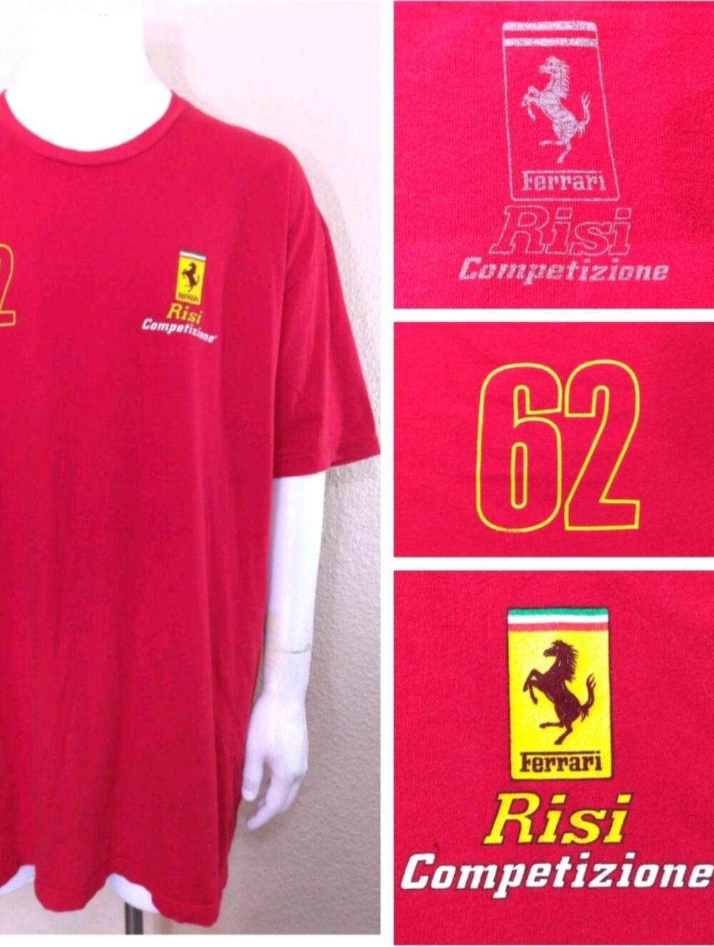 FERRARI Risi Competizione T Shirt XXL Multicolor 62 GT RACING Graphic Tee 2XL SS
